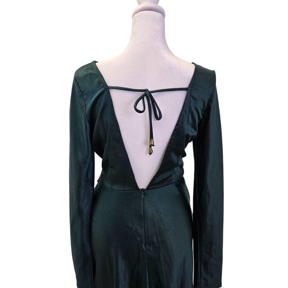 Saints + Secrets Satin Open Back Asymmetrical Hem Mini Dress Size Small - Picture 5 of 9